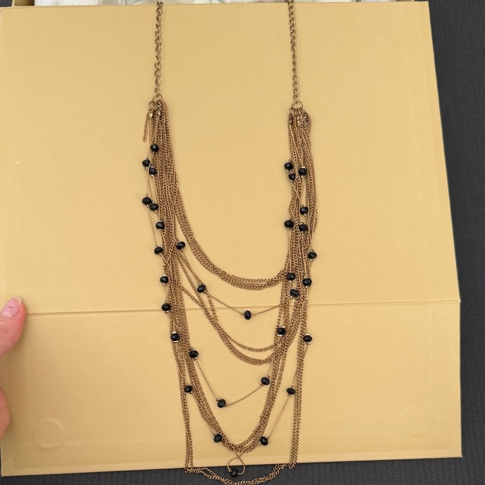 Elegant Black and Gold Layered Necklace